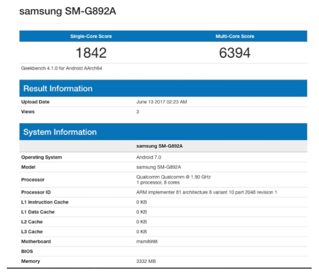 Galaxy S8 Active GeekBench