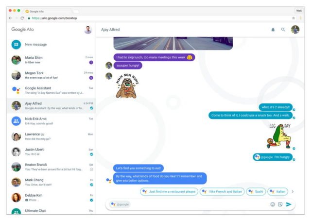 Google Allo versi web