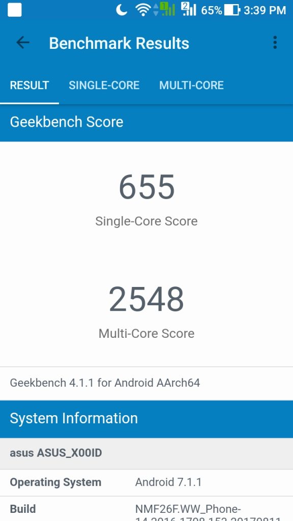 Hasil benchmark Zenfone 4 Max Pro
