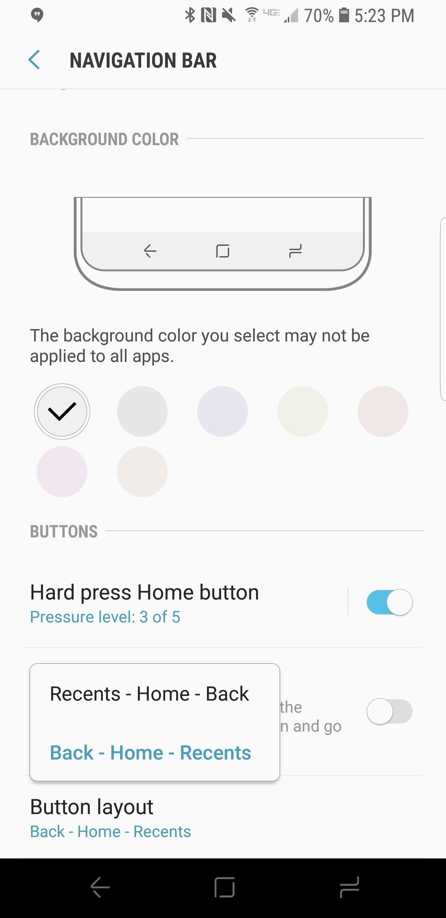 warna bar navigasi samsung Galaxy S9