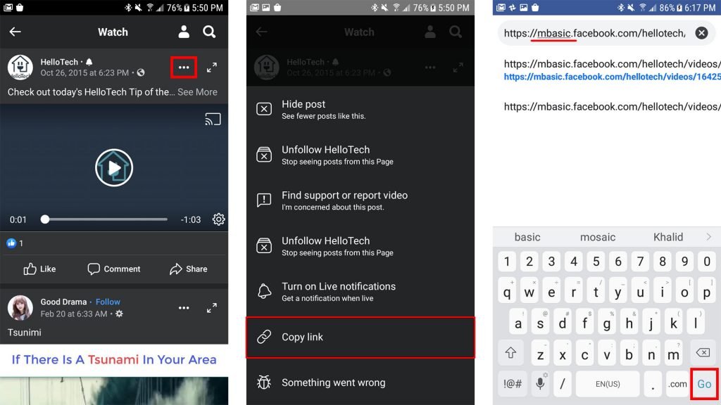 Langkah save video FB di Android