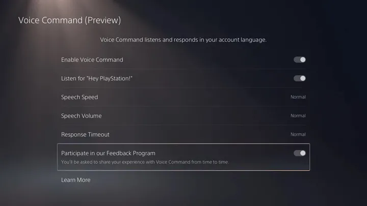 setting voice command beta test ps5