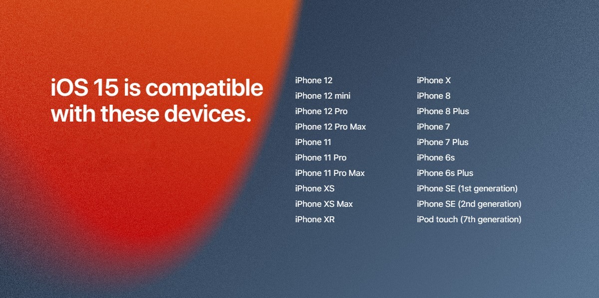 iOS 15.4 Compatible Devices (sumber: GSMARENA)