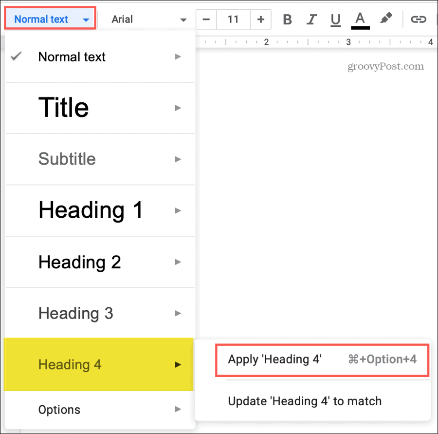 Cara membuat daftar isi di Google Docs (sumber: groovypost.com)