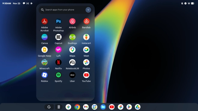 Googlebook terhubung dengan smartphone android
