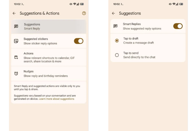 pengaturan Smart Reply sebelumnya